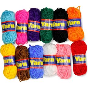 Hygloss Assorted Acrylic Yarn Set - 12 Mini Colorful Skeins - Crochet Yarn for Crocheting & Knitting - 100% Acrylic Yarn - Soft, Smooth Yarn - 1 Pack (12 Skeins) 24 Yard Per Skein - Total 288 Yds