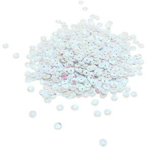 Bulk Clear Loose Sequins 6 mm Round Cupped Crystal Iridescent Sequins Spangles for Crafts DIY Sewing Embroidery Applique, About 3800 Pieces (Clear)