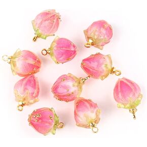 Framendino, Acrylic Flower Rose Bud Charms Resin Flower Bud Pendants Flower Charms for DIY Jewelry Making Accessories