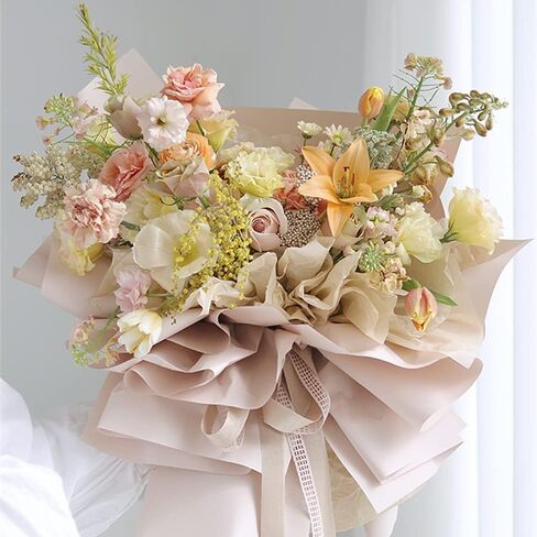 BBJ WRAPS Korean Cotton Wrapping Flower Paper Non-woven Waterproof Floral Bouquet Wraps Packaging Tissue Paper for Florist Supplies, 22.8x22.8 Inch - 15 Sheets (Black) in Kuwait