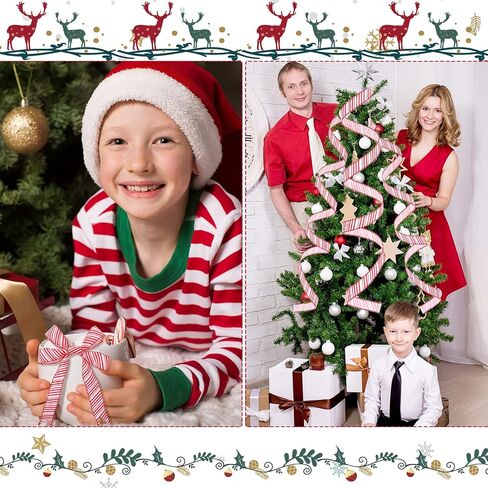 44 Yards Christmas Peppermint Strip Ribbon Wired Candy Cane Ribbon Red and White Stripe Ribbon DIY Craft Ribbon for Christmas Tree Decor Holiday DIY Garland Present Wrapping Wreaths Bows, 2 Widths in Saudi Arabia