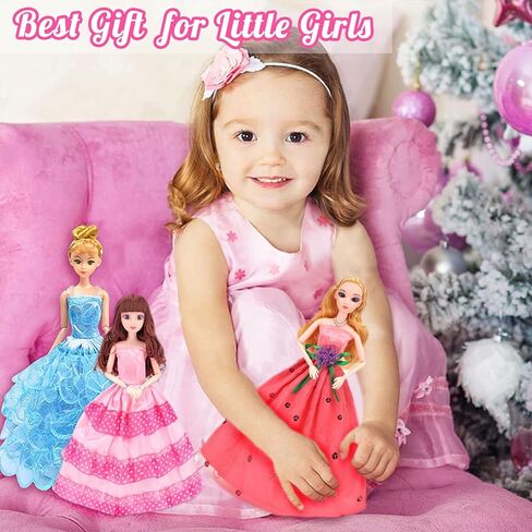 48 Pcs Doll Clothes Outfit for Barbie Doll, 11.5 Inch Doll Accessories Collection with 6 Princess Dresses+20 Shoes+10 Bags+6 Necklaces+6 Crowns (Random Style) for Barbie Loving Girls Birthday Gifts in Kuwait