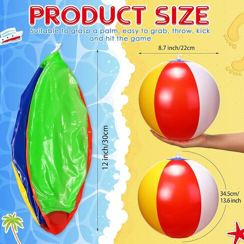 Chitidr 48 Pack 12 Inch Inflatable Beach Balls Bulk Classic Rainbow Pool Game Balls Colored Toddler Beach Toys Summer Favors for Boys Girls Beach Water Games Birthday Party Supplies in Saudi Arabia