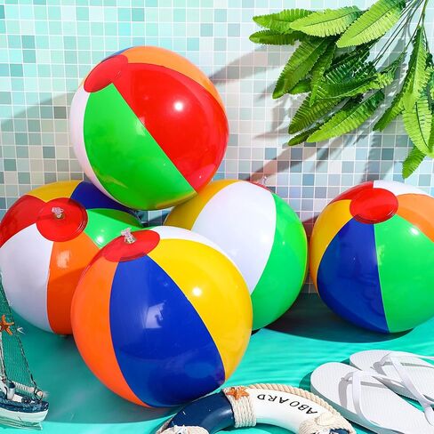 Chitidr 48 Pack 12 Inch Inflatable Beach Balls Bulk Classic Rainbow Pool Game Balls Colored Toddler Beach Toys Summer Favors for Boys Girls Beach Water Games Birthday Party Supplies in Saudi Arabia