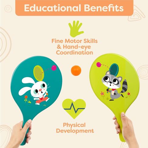 B. toys- Bounce & Play Paddle Set- Sports & Outdoor- Paddle Ball Game – 2 Colorful Paddles & 1 Ball – Active Play for Kids, Toddlers- 3 Years + in Saudi Arabia