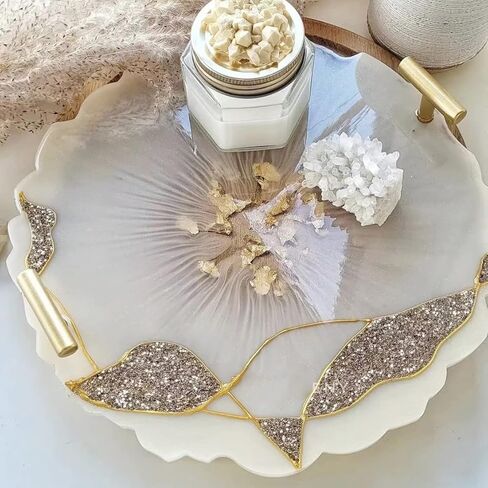 قالب صينية XL ، 14 "قوالب صينية سيليكون مستطيلة غير منتظمة و 10" صينية جيود دائرية سيليكون من الراتنج لصنع الحرف الراتينج ، ديكور منزلي in Kuwait