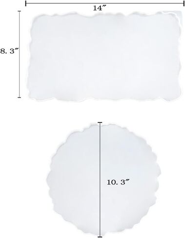 قالب صينية XL ، 14 "قوالب صينية سيليكون مستطيلة غير منتظمة و 10" صينية جيود دائرية سيليكون من الراتنج لصنع الحرف الراتينج ، ديكور منزلي in Kuwait