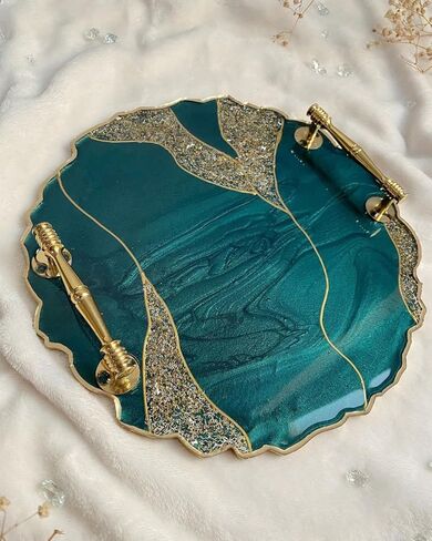 قالب صينية XL ، 14 "قوالب صينية سيليكون مستطيلة غير منتظمة و 10" صينية جيود دائرية سيليكون من الراتنج لصنع الحرف الراتينج ، ديكور منزلي in Kuwait