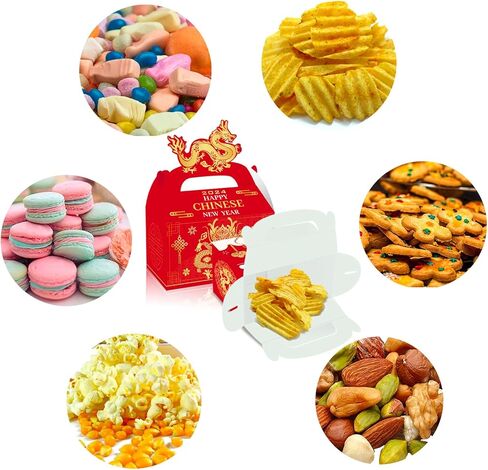 ايسوين 12 قطعة من صناديق هدايا السنة الصينية الجديدة 2024، صناديق هدايا ورقية للاحتفال بطابع عام التنين، علب حلوى لخبز الحلوى والخبز والبسكويت والكيك، صندوق تغليف هدايا تذكارية زودياك in Kuwait
