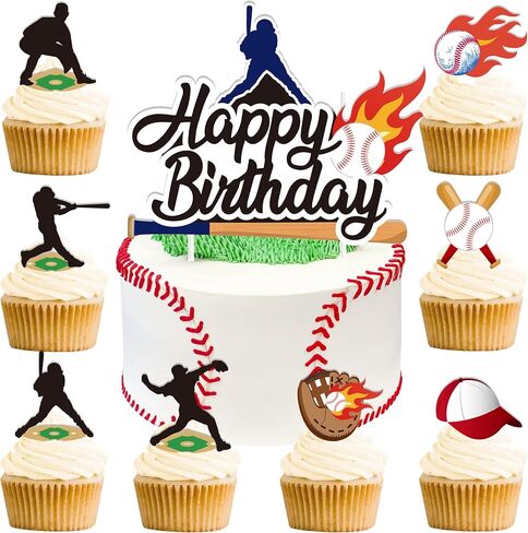 Baseball Birthday Party Decorations, 49pcs Baseball Cake Toppers for Baseball Birthday Themed Party Supplies, Baseball Birthday Cake Decor in Kuwait