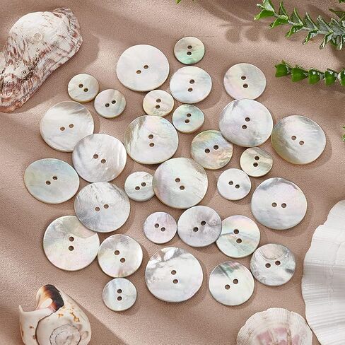 PH PandaHall 100pcs Natural Shell Buttons 15/20/25mm Shell Round Buttons 2-Hole Sewing Buttons Craft Seashell Buttons for DIY Sewing Crafts Clothes Coats Suits Jacket Blazers Jeans Skirts in Saudi Arabia