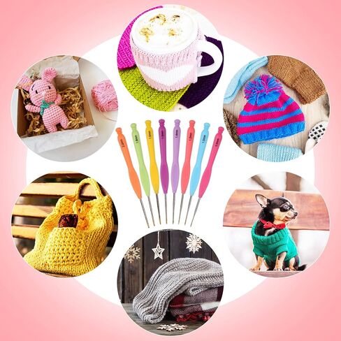 مجموعة ليفوش كروشيه للمبتدئين، 91 قطعة من مجموعة الكروشيه للمبتدئين تتضمن الغزل وخطاطيف الكروشيه وأدوات أخرى، مجموعة كروشيه للمبتدئين للبالغين والأطفال، هدايا يدوية يدوية لتقديم هدايا عيد الميلاد in Kuwait