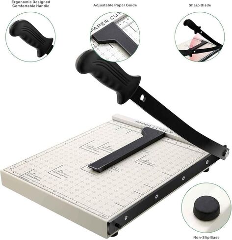 قاطعة ورق للبطاقات شديدة التحمل مقاس 12 بوصة، ماكينة تشذيب الورق بطول 12 بوصة لقاعدة معدنية للبطاقات، سعة 12 ورقة، للمنزل والمكتب والمدرسة in Kuwait