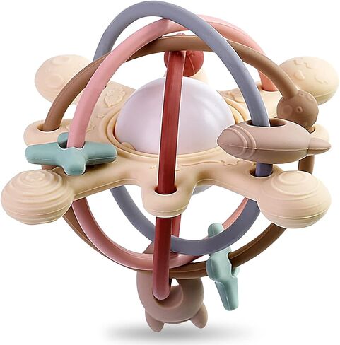 Baby Montessori Sensory Teething Toys - Toddler Activities Toy -Teether Ring Developmental Rattles - Tummy Time Gifts for 0 3 6 7 8 9 10 12 18 Month Infant Travel Toys Age 1 One Year Old Boys Girls in Kuwait