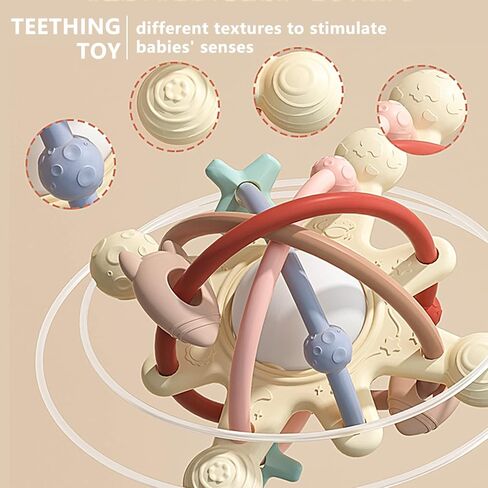 Baby Montessori Sensory Teething Toys - Toddler Activities Toy -Teether Ring Developmental Rattles - Tummy Time Gifts for 0 3 6 7 8 9 10 12 18 Month Infant Travel Toys Age 1 One Year Old Boys Girls in Kuwait