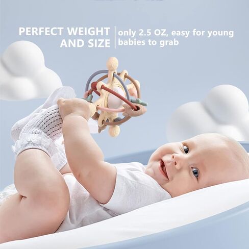 Baby Montessori Sensory Teething Toys - Toddler Activities Toy -Teether Ring Developmental Rattles - Tummy Time Gifts for 0 3 6 7 8 9 10 12 18 Month Infant Travel Toys Age 1 One Year Old Boys Girls in Kuwait