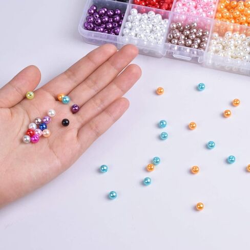 1980pcs Colourful Beads for Threading, 28 Colours Beads for Crafting Necklaces, 6mm Pearls with Hole for Jewelry Making, Beading Beads for Bracelets Jewellery Making in Kuwait