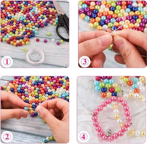 1980pcs Colourful Beads for Threading, 28 Colours Beads for Crafting Necklaces, 6mm Pearls with Hole for Jewelry Making, Beading Beads for Bracelets Jewellery Making in Kuwait