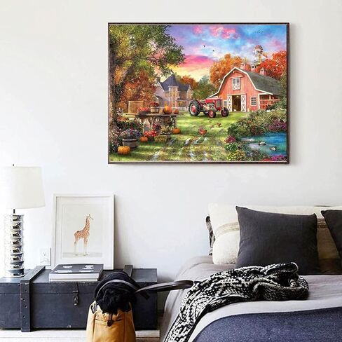 مجموعات الطلاء الماسي من BOHUAYI للبالغين، طلاء يدوي 5D بالأرقام للبالغين المبتدئين، لوحات فنية بنقاط ماسية كاملة الحفر لديكور المنزل الجداري 11.8 × 15.7 بوصة (حياة كوخ المزرعة) in Kuwait