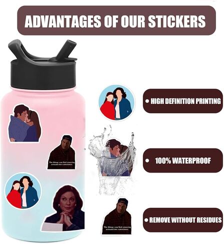 100 قطعة من ملصقات البرامج التلفزيونية، مجموعة ملصقات الحياة اليومية الدافئة ملصقات جميلة للمراهقين والبالغين زجاجة مياه هدية عيد ميلاد in Kuwait