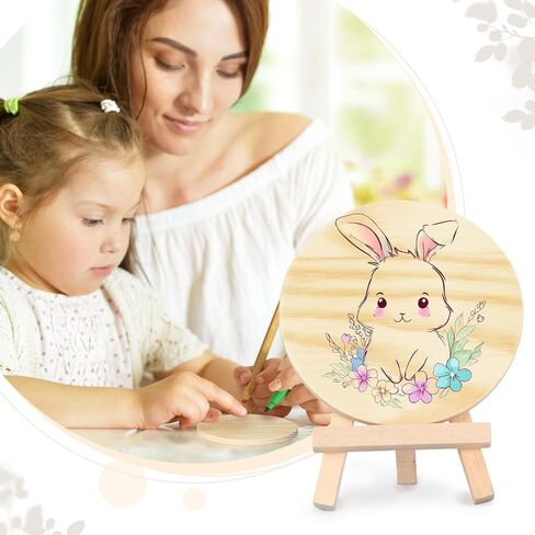 Wenqik 144 Pieces Unfinished Wood Coasters 4 Square and Round Blank Wooden Craft Coasters with 580 Pcs Non Slip Silicon Dots for DIY Drinks Stained Painting Wood Engraving Home Decoration in Saudi Arabia
