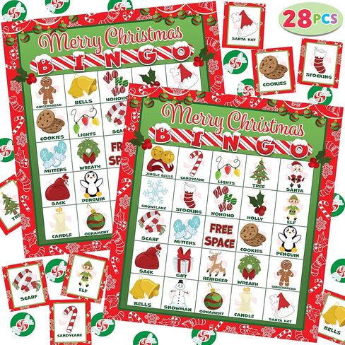 JOYIN 28 Players Christmas Bingo Cards (5x5) for Kids Family Activities, Party Card Games, School Classroom Games, Turkey Party Supplies. in Saudi Arabia