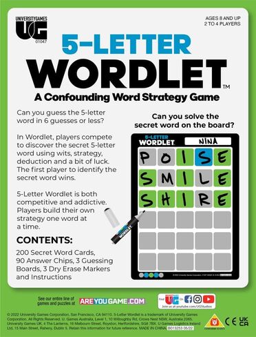 University Games | 5 Letter Wordlet Game for 2 to 4 Players Ages 8 and Up in Saudi Arabia