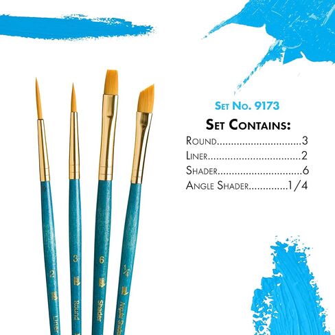 Princeton Real Value, Series 9100, Paint Brush Sets for Acrylic, Oil & Watercolor Painting, Syn-Gold Taklon (Rnd 4, 8, Wash 1/2, 1) in Saudi Arabia