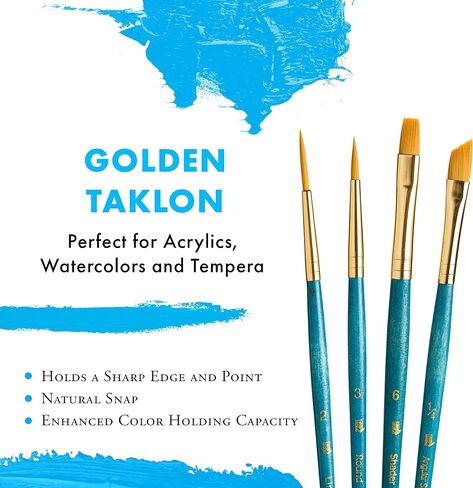 Princeton Real Value, Series 9100, Paint Brush Sets for Acrylic, Oil & Watercolor Painting, Syn-Gold Taklon (Rnd 4, 8, Wash 1/2, 1) in Saudi Arabia