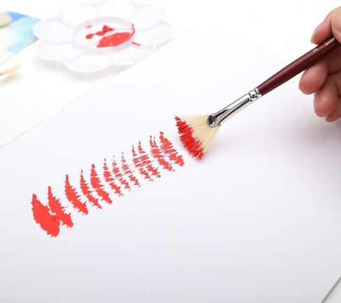 Dainayw White Bristles Fan Paint Brushes, Profession Artist Oil Acrylic Painting Brush Set, Long Handle 9 Pcs in Kuwait