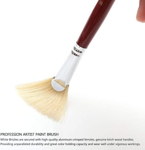 Dainayw White Bristles Fan Paint Brushes, Profession Artist Oil Acrylic Painting Brush Set, Long Handle 9 Pcs in Kuwait