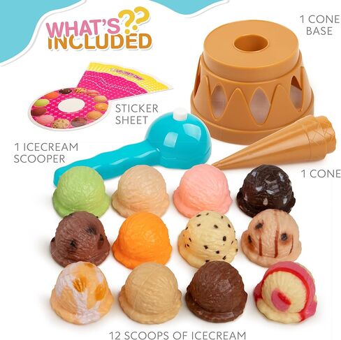 Smart Novelty Ice Cream Toy Stacking Tower - Balancing and Stackable Scoop Ice Cream Play Set for Toddlers, Frozen Dessert Food Games for Kids Aged 3+ in Kuwait