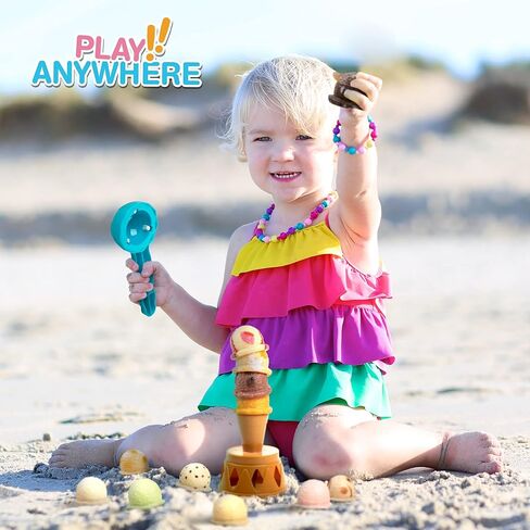 Smart Novelty Ice Cream Toy Stacking Tower - Balancing and Stackable Scoop Ice Cream Play Set for Toddlers, Frozen Dessert Food Games for Kids Aged 3+ in Kuwait