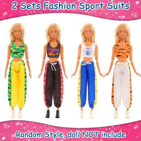 مجموعة ملابس واكسسوارات رياضية للدمى مكونة من 15 قطعة تتضمن 5 ملابس رياضية و4 احذية رياضية و6 ملحقات لملابس دمى الفتيات مقاس 11.5 انش in Kuwait
