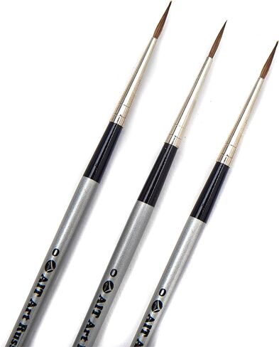 فرش طلاء بتفاصيل صغيرة من AIT Art Select، مقاس 3/0، عبوة من 3 قطع، سابل أحمر روسي نقي، مصنوعة يدويًا في ألمانيا لصياغة تفاصيل رائعة باستخدام الزيت أو الأكريليك أو الألوان المائية in Kuwait