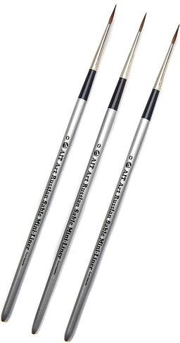 فرش طلاء بتفاصيل صغيرة من AIT Art Select، مقاس 3/0، عبوة من 3 قطع، سابل أحمر روسي نقي، مصنوعة يدويًا في ألمانيا لصياغة تفاصيل رائعة باستخدام الزيت أو الأكريليك أو الألوان المائية in Kuwait