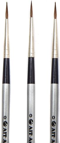 فرش طلاء بتفاصيل صغيرة من AIT Art Select، مقاس 3/0، عبوة من 3 قطع، سابل أحمر روسي نقي، مصنوعة يدويًا في ألمانيا لصياغة تفاصيل رائعة باستخدام الزيت أو الأكريليك أو الألوان المائية in Kuwait