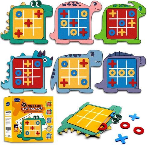Waybla 12 حزمة من هدايا الحفلات للأطفال على شكل ديناصور تيك تاك تو، لعبة لوحة استراتيجية، مكافآت للفصول المدرسية، حشوات أكياس الهدايا، حشوات للجوارب للأطفال in Kuwait