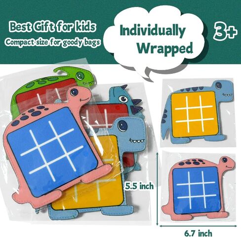 Waybla 12 حزمة من هدايا الحفلات للأطفال على شكل ديناصور تيك تاك تو، لعبة لوحة استراتيجية، مكافآت للفصول المدرسية، حشوات أكياس الهدايا، حشوات للجوارب للأطفال in Kuwait