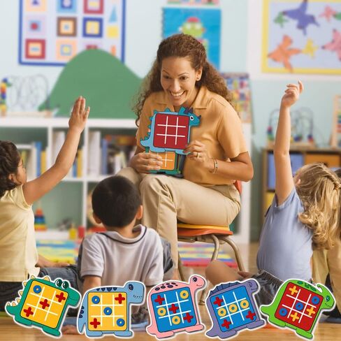 Waybla 12 حزمة من هدايا الحفلات للأطفال على شكل ديناصور تيك تاك تو، لعبة لوحة استراتيجية، مكافآت للفصول المدرسية، حشوات أكياس الهدايا، حشوات للجوارب للأطفال in Kuwait