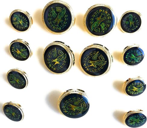 Gold Crown Eagle Green Buttons Sets for Coats and Suits 13pc. in Saudi Arabia