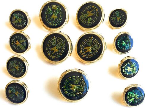 Gold Crown Eagle Green Buttons Sets for Coats and Suits 13pc. in Saudi Arabia