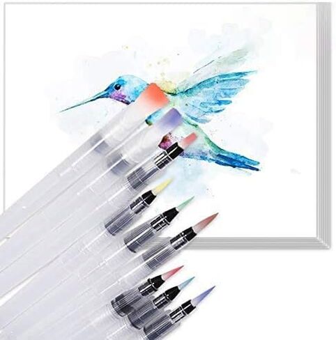 أقلام فراشي مياه من سيليزو 9 قطع مع 20 ورقة وسادة ورقية مزخرفة بألوان مائية للسفر وأقلام ألوان مائية صبغة مسحوق in Kuwait