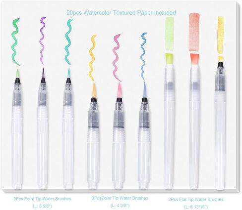 أقلام فراشي مياه من سيليزو 9 قطع مع 20 ورقة وسادة ورقية مزخرفة بألوان مائية للسفر وأقلام ألوان مائية صبغة مسحوق in Kuwait