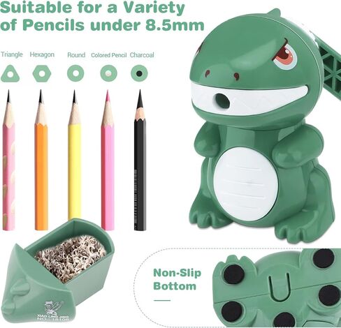 homicozy Dinosaur Pencil Sharpener for Kids, Manual Pencil Sharpener for Colored Pencils, Cute Pencil Sharpener with Erasers and Stickers for School Supplies, Classroom, Stationery for Kids Gift in Kuwait