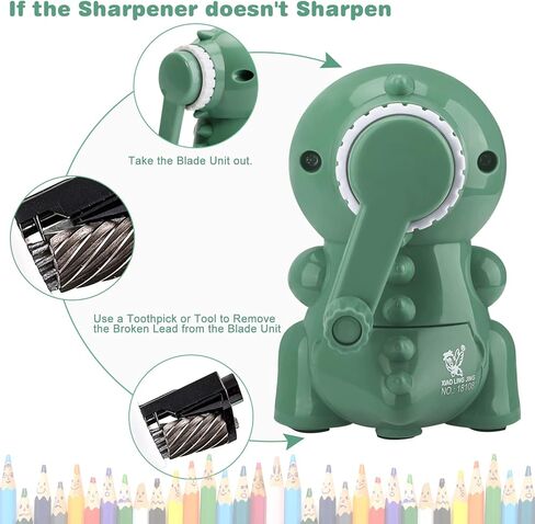 homicozy Dinosaur Pencil Sharpener for Kids, Manual Pencil Sharpener for Colored Pencils, Cute Pencil Sharpener with Erasers and Stickers for School Supplies, Classroom, Stationery for Kids Gift in Kuwait