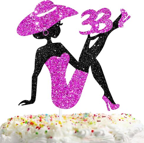 Sitting Girl Cake Topper Picks for Girl Lady 22nd Birthday Makeup Spa Theme Party Decoration Supplies 22 Silhouette High Heeled Girl Cake Decor Purple Glitter in Saudi Arabia