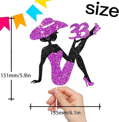Sitting Girl Cake Topper Picks for Girl Lady 22nd Birthday Makeup Spa Theme Party Decoration Supplies 22 Silhouette High Heeled Girl Cake Decor Purple Glitter in Saudi Arabia