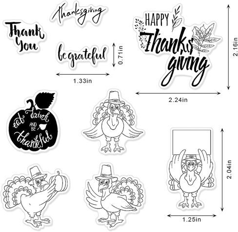 Thanksgiving Turkey Clear Stamps for Card Making Decoration DIY Scrapbooking, Thankful Word Fall Transparent Rubber Seal Stamps for Photo Card Album Crafting Supplies. in Saudi Arabia
