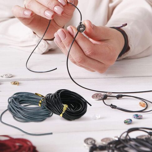 WILLBOND 24 Meters Leather Cords 2 mm Wide Leather Jewelry Ropes DIY Jewelry Making Leather Cord, 4 Colors for Necklace Bracelet Making Kit (Black, Wine Red, Light Grey, Brown) in Saudi Arabia